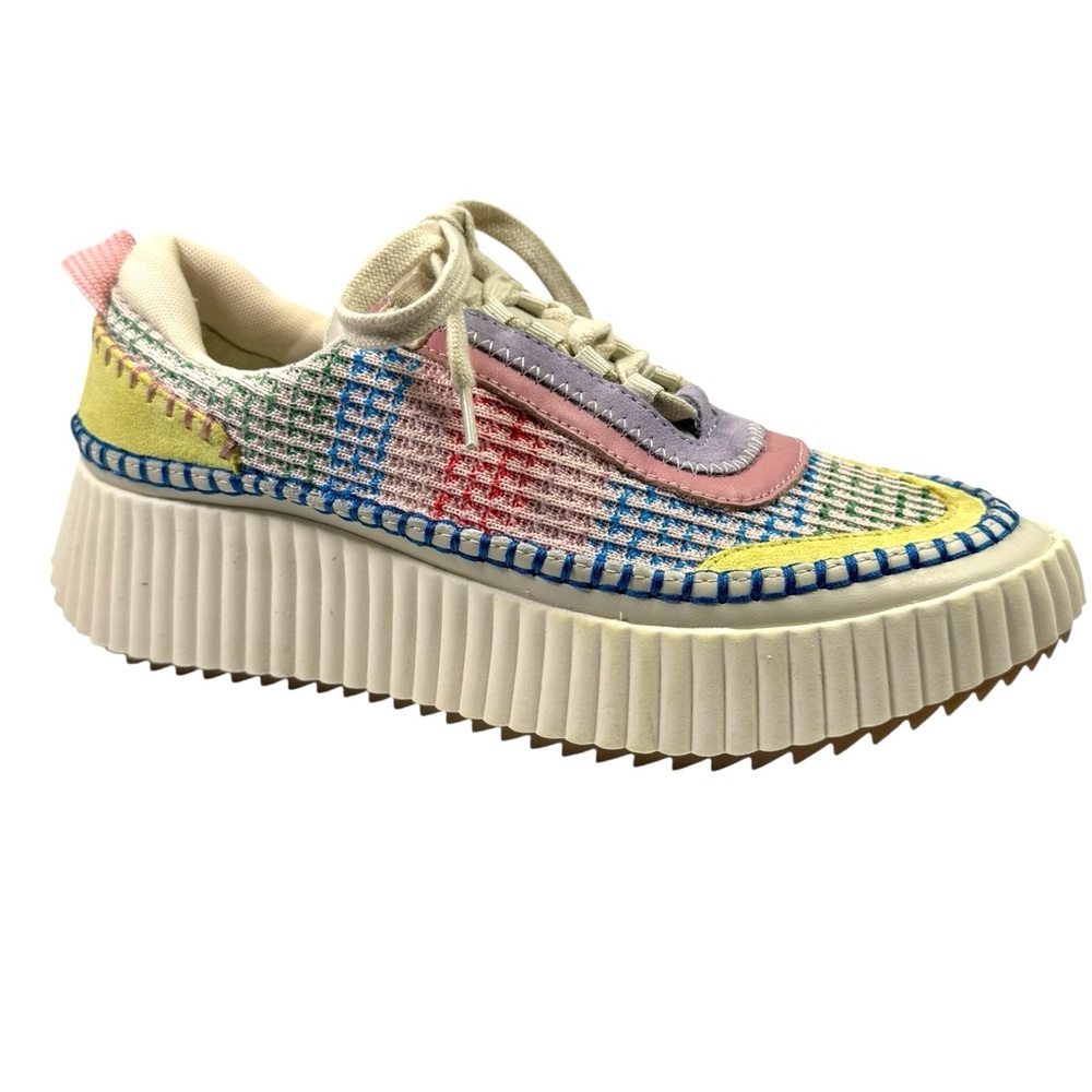 Dolce Vita Dolen 7.5 Colorful Woven Knit Platform Sneakers Chunky Athleisure